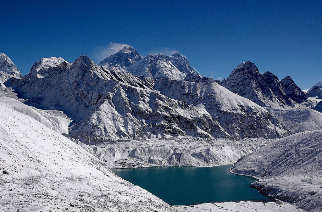 Mount Everest and Gokyo Lake from Renjo La Pass by Pitambergrg