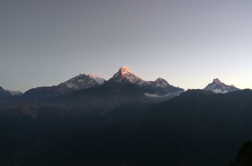 Early morning view of Annapurna South and Hinchuli from poonhill